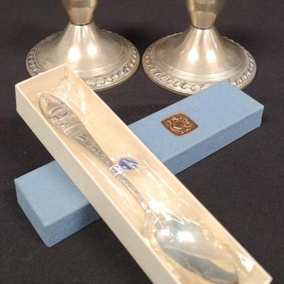Bates And Klinke Sterling Silver Spoon And Duchin Sterling Silver Candle Holder