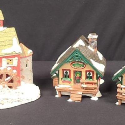 "Fisherman's Nook Cabins" and "J. Young's Granary" The Original Snow Village by Dept. 56