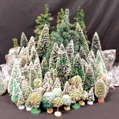 A Forest Of Mini Christmas Tree Decorations, Department 56 & Hand Made.