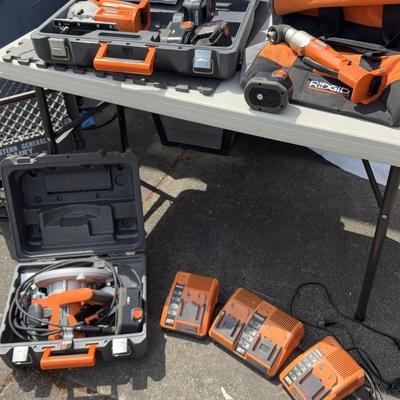 RIGID Power Tools Set With Battery Chargers