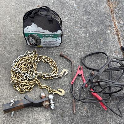 Trailer Hitch/ Tire Chains Etc 