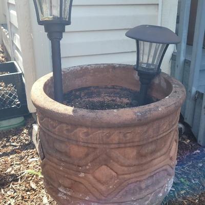 Terra Cotta Planter With Solar Lights