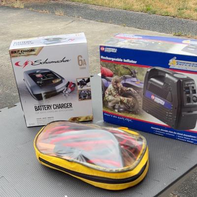 Portable Battery Charger, Inflator And Jump Cables