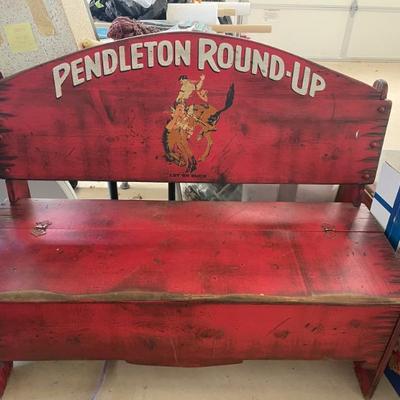 Sale Photo Thumbnail #70: Pendelton hand painted bench 