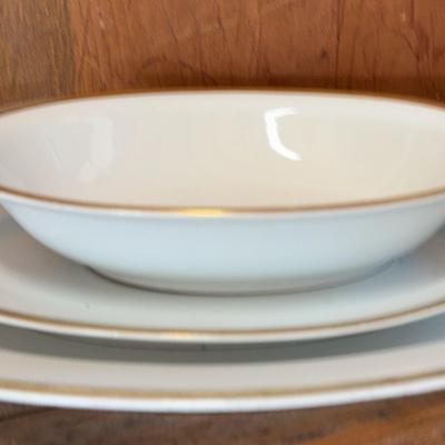 Gold Rimmed White Service Ware