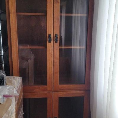 Wood and Glass Cabinet #1 w/ Bail Pull Hardware 