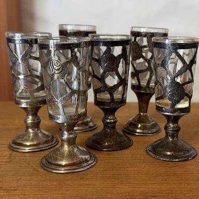 Mexican Sterling Filigree Overlay Cordial Liquor Glass