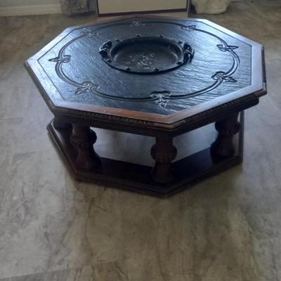 Octagonal Coffee Table with Removeable Cast Aluminum Center Piece - 43" Diameter x 16" Tall