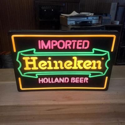 Vintage Imported Heineken Holland Beer Lighted Sign - 18" x 12" x 6"