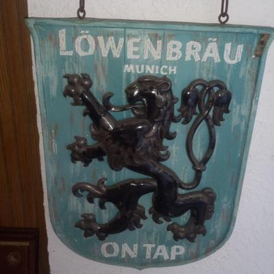 Löwenbräu Munich On Tap Shield Sign - 17" x 23"