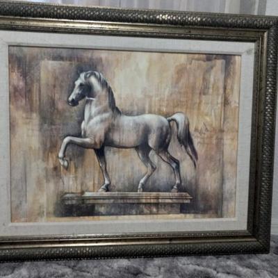 Signed Matted Framed "Equestrian - Ochre" by Elaine Vollherbst - 42" x 34"
