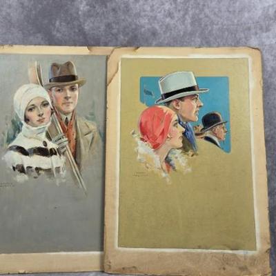 Two Original Illustrations By Edmond Magrath  19 X 13.5
