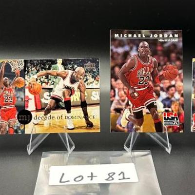 Sale Photo Thumbnail #82: (4) Michael Jordan Basketball Cards Chicago Bulls