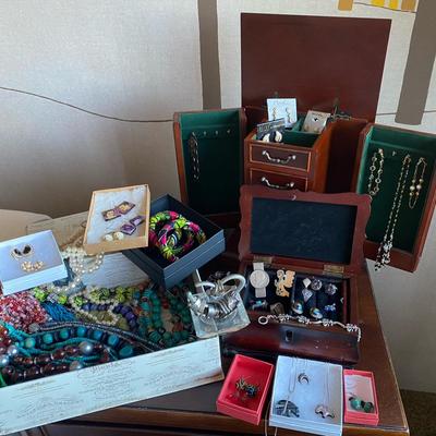 Large Costume Jewelry & Boxed Earrings Lot Jewelry Lot Including Some Sterling Silver
