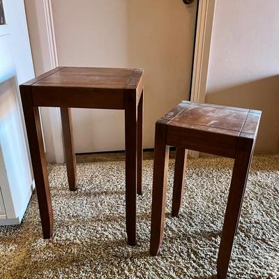 Pair of Mid-Century Modern Wooden Plant Stands or Side Tables