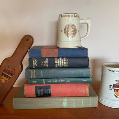 Vintage Fraternity Paddles, University of Arizona Steins, and Classic College Books