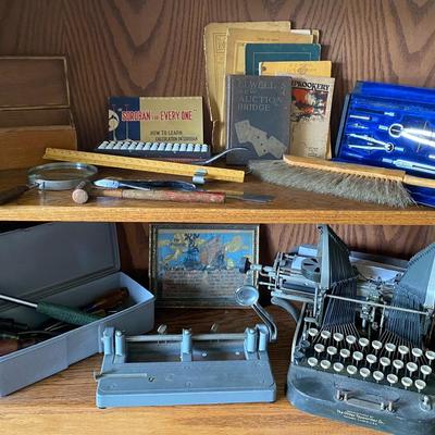 Typewriter, Vintage Office Tools, Books, & Collectibles Lot