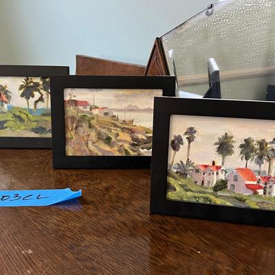 Three Signed Paintings By Julie Bradbury-Bennett Coastal Miniature Oil Paintings Trio