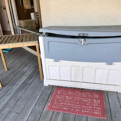 50 X 36 X 23 Outdoor Plastic Storage Bin & Wood Gardening Table