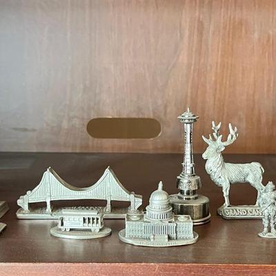Vintage Pewter Souvenir Figurines Set