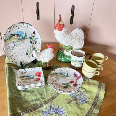 French Country Farmhouse Rooster Décor & Dinnerware Lot