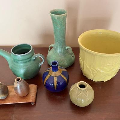McCoy Glazed Pot & Other Small Artful Pottery. Studio Pottery Vases and Planters Collection
