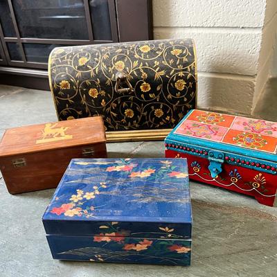 Hand-Painted Asian Decorative Trinket Boxes Collection