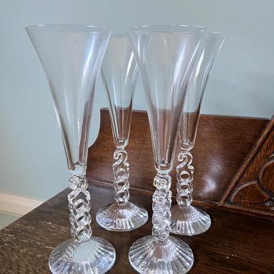 Elegant Clear Crystal Champagne Flutes Set Vintage 2000  Champagne Flutes - Set Of 4