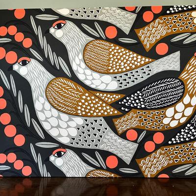 Modern Scandinavian Folk Art Bird Wall Canvas by Marimekko Style