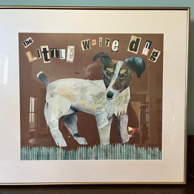 “The Little White Dog” Framed Collage Art Print