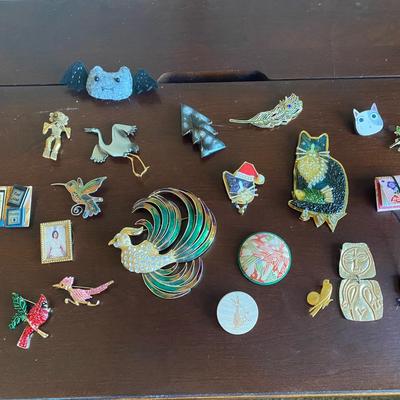 Colorful Enamel & Cloisonné Pinback Brooch Collection