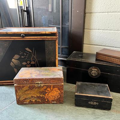 Vintage Asian and Art Deco Keepsake Boxes Lot