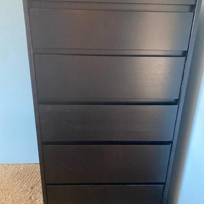 Crate & Barrel: Chest Of Drawers Tall Black 5-Drawer Modern Dresser