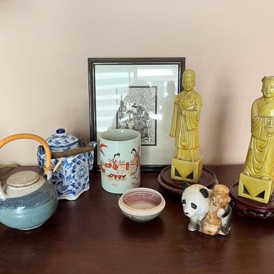 Asian Statuettes, Teapots, Ceramic Kimono Sculpture & More