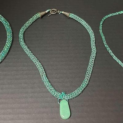 Handcrafted Green Viking Knit Necklaces