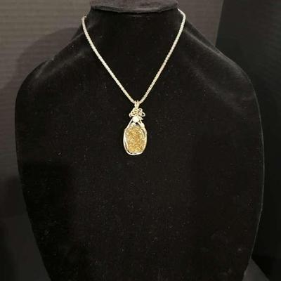 Cookie Lee Necklace with Druzy Pendant and CZ Accent