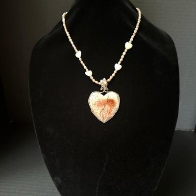 Romantic Moss Agate Heart Necklace – Sterling Wire Wrap