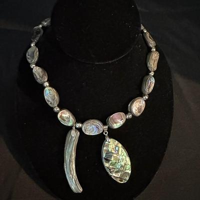 Abalone Lover’s Statement Necklace – Inlaid Shell Pendant