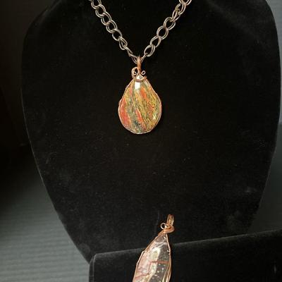 Jasper Pendants with Interchangeable Copper Chain