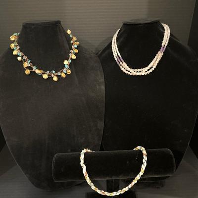 Handcrafted Necklace Trio Featuring Turquoise and Multicolor Beads