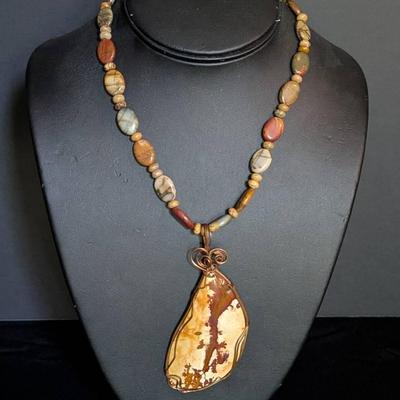 Owyhee Picture Jasper Necklace with Copper Wire-Wrapped Pendant