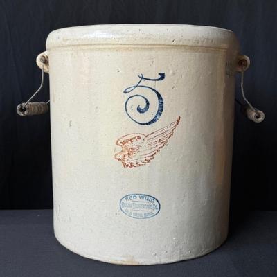 Vintage Red Wing Union Stoneware 5 Gallon Crock