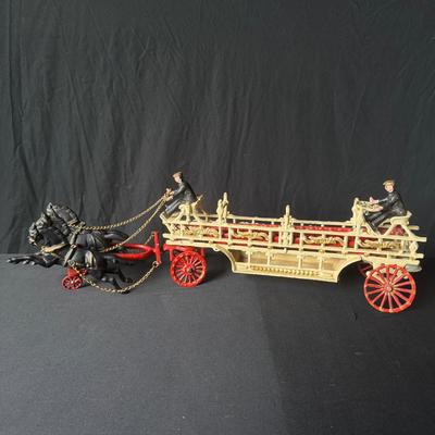Vintage Cast Iron Horse Drawn Fire Engine