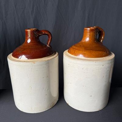 Antique Light Brown Crock Pair