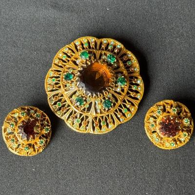 Vintage ART Brooch + Earrings 