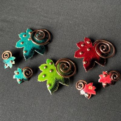 Vintage Matisse Copper and Enamel Leaf Sets