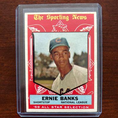 1959 All Star Topps Baseball Card. Ernie Banks #559