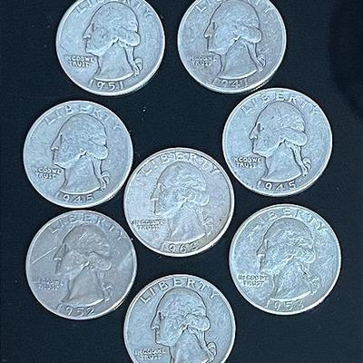 Washington Silver (90%) Quarters (8)