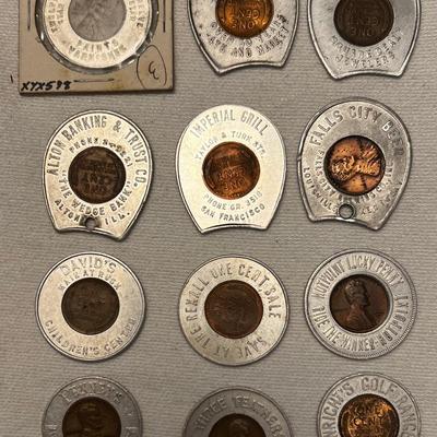12 - Vintage Advertising Encased Wheat Pennies, #5