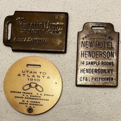 3 - Rare Antique Hotel Luggage Tags